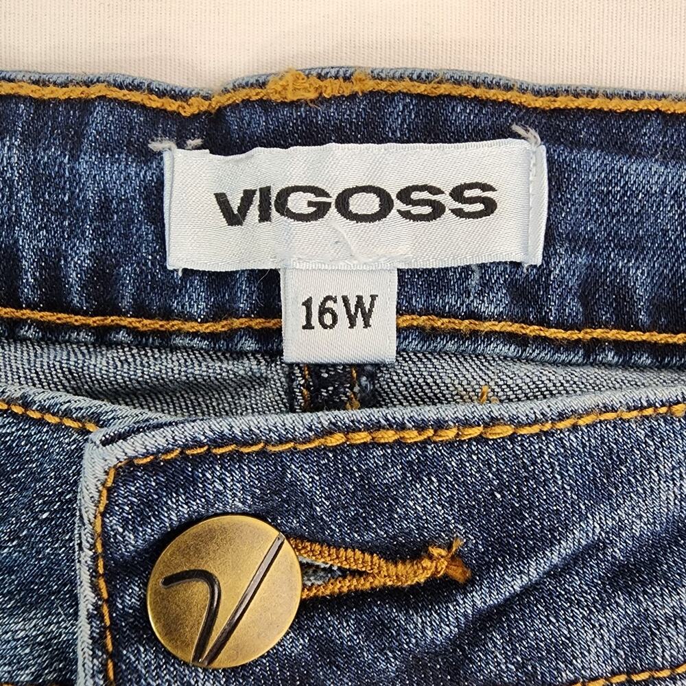 Vigoss Womens Marley Cuff Distressed Denim Shorts Size 16W Mid Rise Blue Jean - Picture 5 of 11